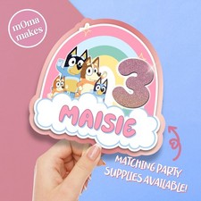 Pink bluey cake topper -