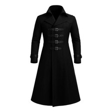 Men Black Gothic Trench Coat