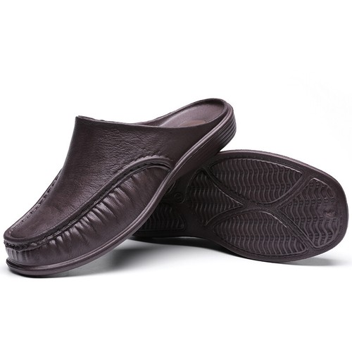 Men leather slippers - slip, on
