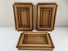 3 Vintage Wood Framed Wall Hanging Plaques-Rectangle-Recycled-32x22x2.2 cm VGC
