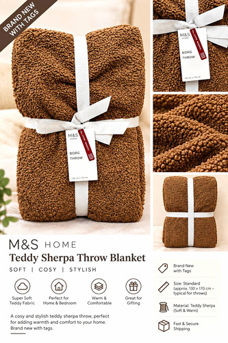 Home teddy sherpa throw - sherpa,