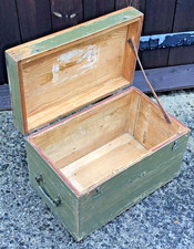 Lovely Vintage Pine Chest - Old antique storage trunk tool box table - FREE POST