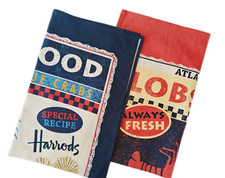 A set of 2 Harrods  Seafood   Tea Towel 100% cotton new