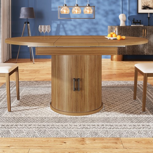 Round extendable dining - extendable, table
