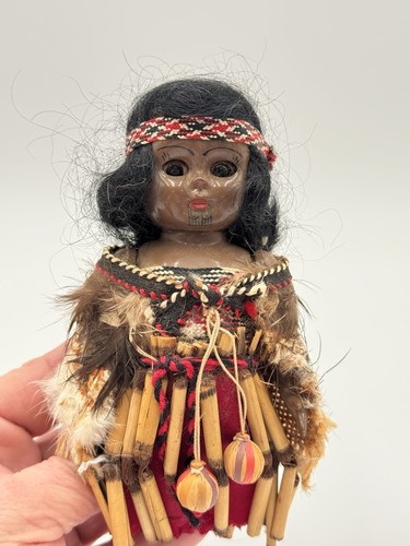 Maori doll with flax skirt - doll,