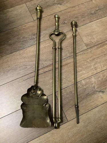Brass fire irons shovel thongs - irons,