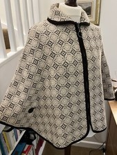 Welsh Woollens Handmade Tapestry Heritage Cream Wool Cape with Button Sleeves