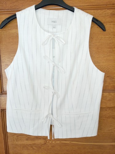Stripe tie front waistcoat - front,