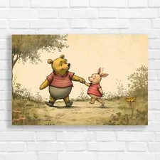 Winnie the Pooh and Piglet Stroll Canvas Print Large Picture Wall Art