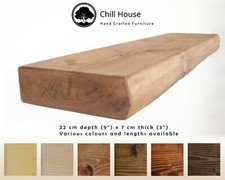 Thick Rustic Floating Shelf Wood Solid Round Chunky Handmade with Brackets 9x3