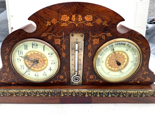Antique clock weather station - clock,