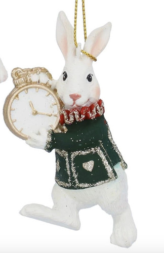 Christmas bauble white rabbit - white,