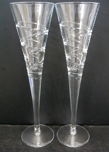 Crystal champagne flutes cut - crystal,