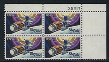 1974 Space Skylab Plate Block Of 4 10c Postage Stamps, Sc# 1529, MNH, OG