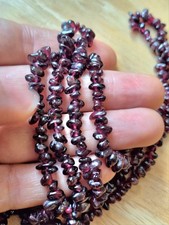 Garnet beads long necklace