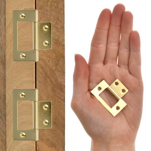 Flush hinge pair - brass, 4cm