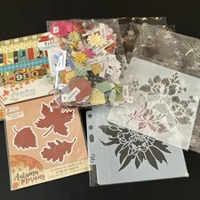 Bundle Of Craft Items Die/Paper Pad/Acetate sheets/Stencil/bag of flower/words