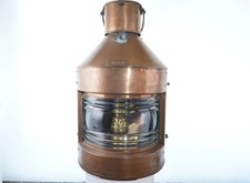 Huge Antique Copper Kerosene Ships lantern with glass lens
