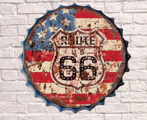 Route sign metal bottle top - route, 66