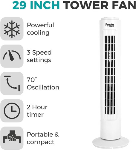 Presto tower fan white - fan,