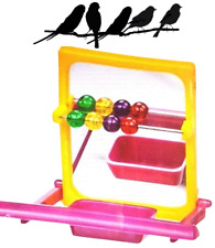 Caged Bird Mirror Bead Perch Budgie Cockatoos Cockatiel Canary Finch Parrotlets