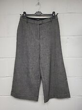 King Louie Grey Wool Blend Herringbone Wide Leg Crop Trousers. Size 38. PWB
