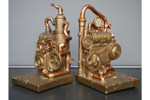 Steampunk bookends gold - steampunk, bronze