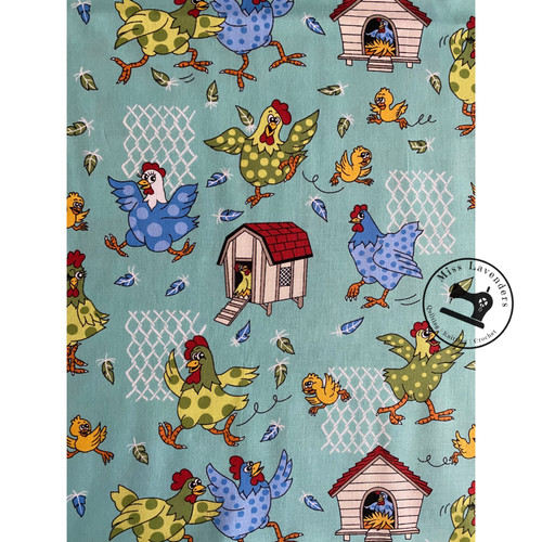 Farm fun chicken print fabric - chicken,