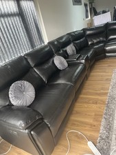 DFS Black Leather 6 Seater