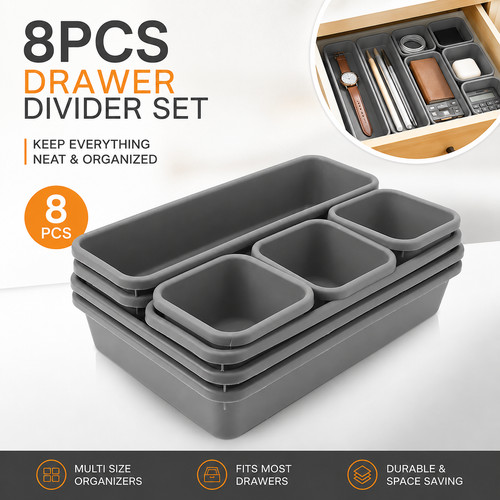 8pc drawer dividers home desk - 8pc,