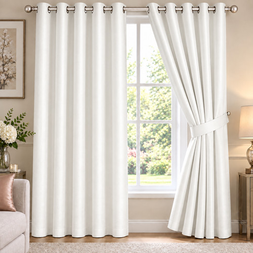 White eyelet panel curtains - eyelet,