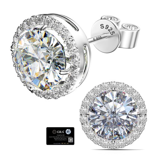 Moissanite halo earrings - halo, studs