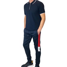 Mens Joggers Boohoo Man Small Poly RRP £40 Fitted Blue Jog Pants Pockets