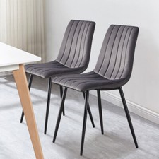 2x Velvet Dining Chairs Stripe