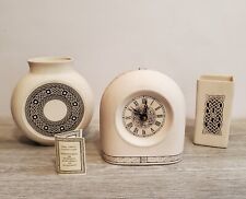 Horizon Porcelain Celtic Design X3 Set Mantle Clock Round Vase Rectangular Vase