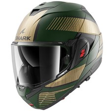 Shark OXO Flip Up Motorcycle Motorbike Helmet - Sikter Matt Gold / Green