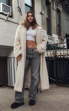 ZARA LONG FAUX SHEARLING COAT