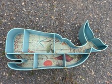 Whale Shaped Set Of Blue Metal Shelves - Wall Mounted 104cm Long