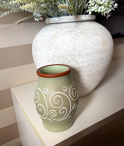 Denby stoneware vase green - denby,