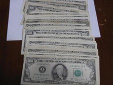 105 - $100  DOLLAR BILLS OLD