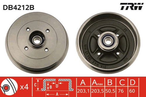 Brake drum for nissan - 2x,