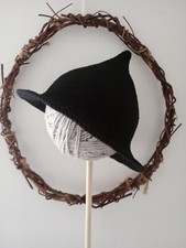 Handcrafted Crocheted Black Everyday Short Style Witch/Wizard Hat One Size Adult