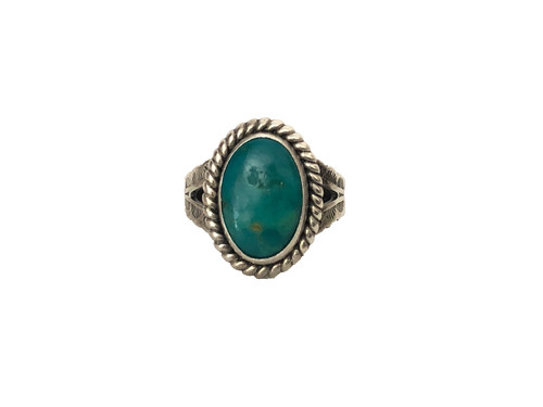 Navajo stamped turquoise - navajo, ring