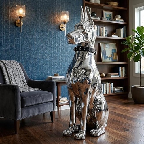 Large doberman gold silver - doberman,