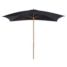 2x3m Rectangular Garden Parasol Wooden Pole Black Vented Canopy Patio Umbrella