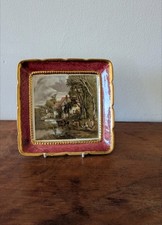 decorative square dish by Sandland Ware. John Constable. Red And Gold. 15 Cm