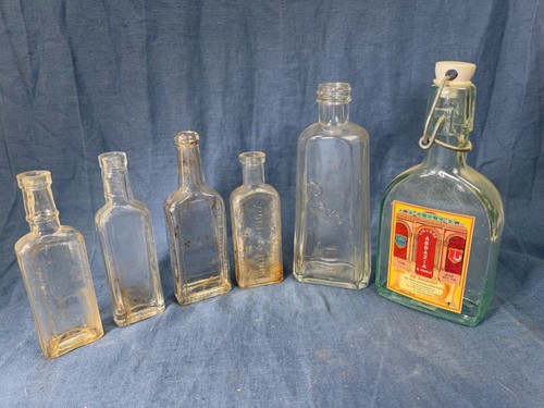 Vintage glass bottle lot - glass,