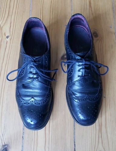 Black leather brogues office - black,