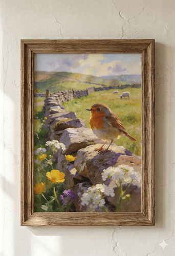 Robin yorkshire dales print - yorkshire,