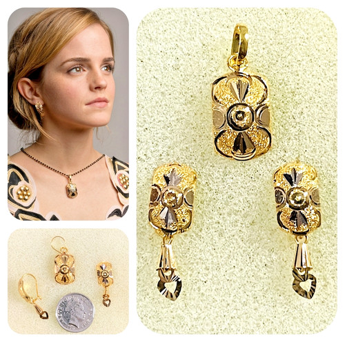 22k gold earrings pendant - 22k,